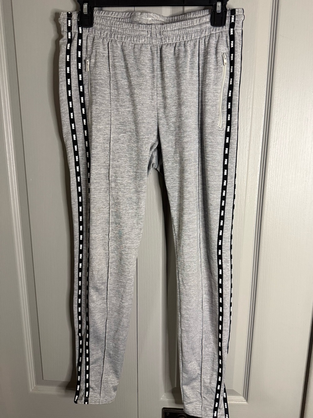 PINK Victoria's Secret Gray Joggers with Black Side Tape